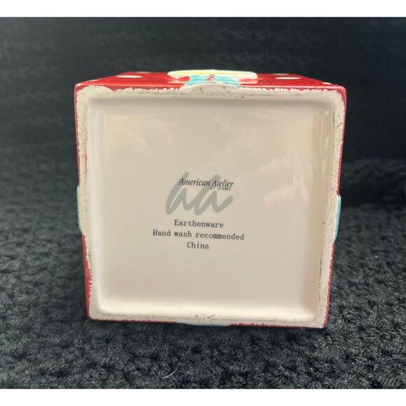 American Atelier Christmas Cookie Jar: "Joy" Gift Box Design in Red - Picture 6 of 8